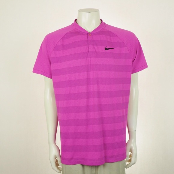 Nike Other - Nike Golf Zonal Cooling Blade Collar Polo Shirt Mens XL Pink Striped Momentum